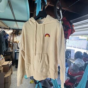 Spiritual Gangster Cream hoodie sweatshirt with embroidered accent